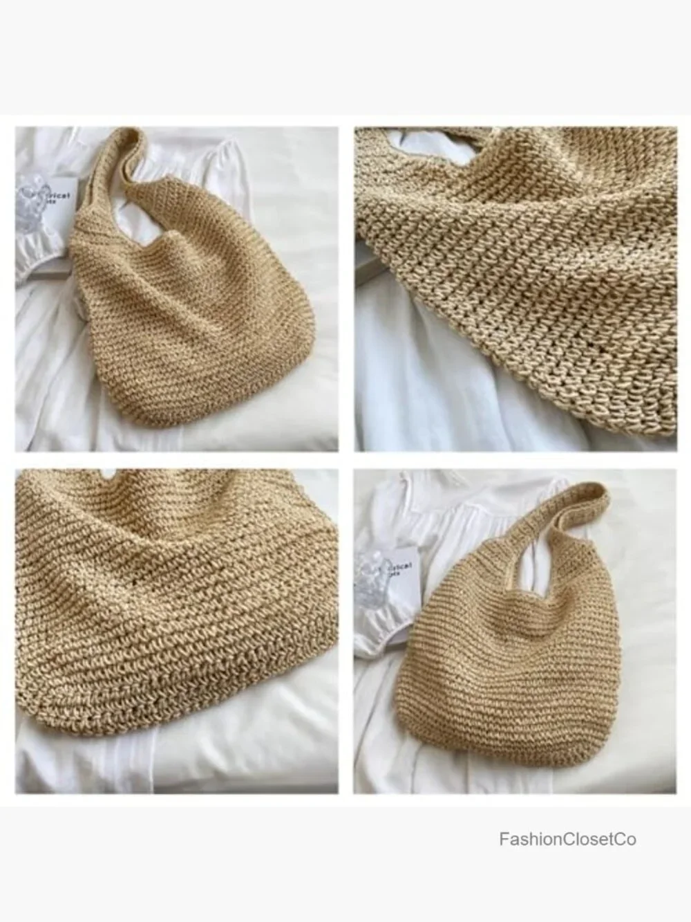 Straw Hobo Bag Tote Boho Handwoven Crochet Beach Shoulder Purse
